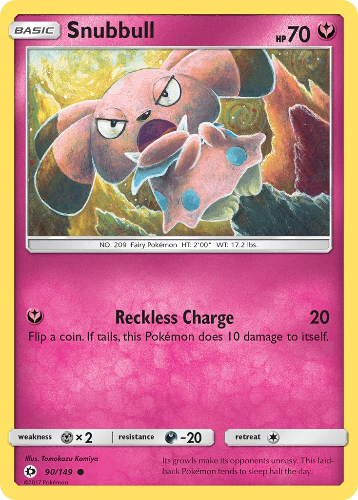90, Common, Darkness[-20], Fairy, Metal[×2], Normal, Reverse Holofoil, Sun & Moon: Base Set Snubbull (90/149) [Sun & Moon: Base Set] - Trading Card World
