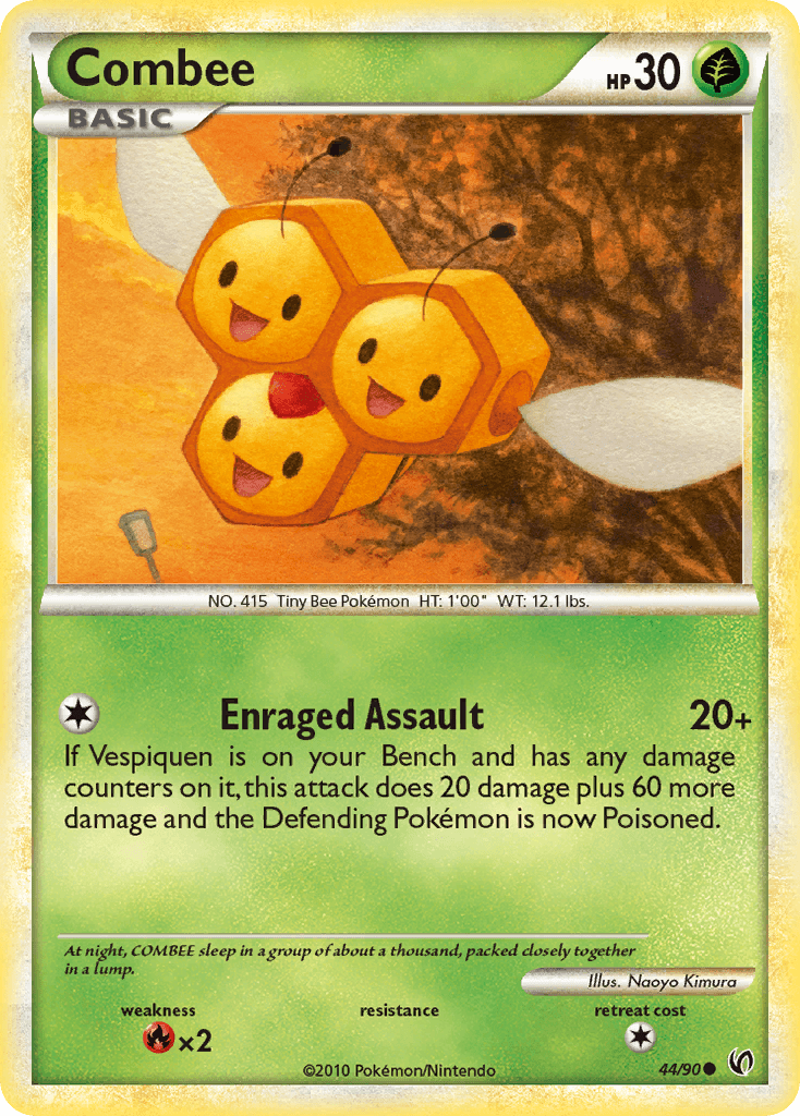 44, Common, Fire[×2], Grass, HeartGold & SoulSilver: Undaunted, Normal, Reverse Holofoil Combee (44/90) [HeartGold & SoulSilver: Undaunted] - Trading Card World