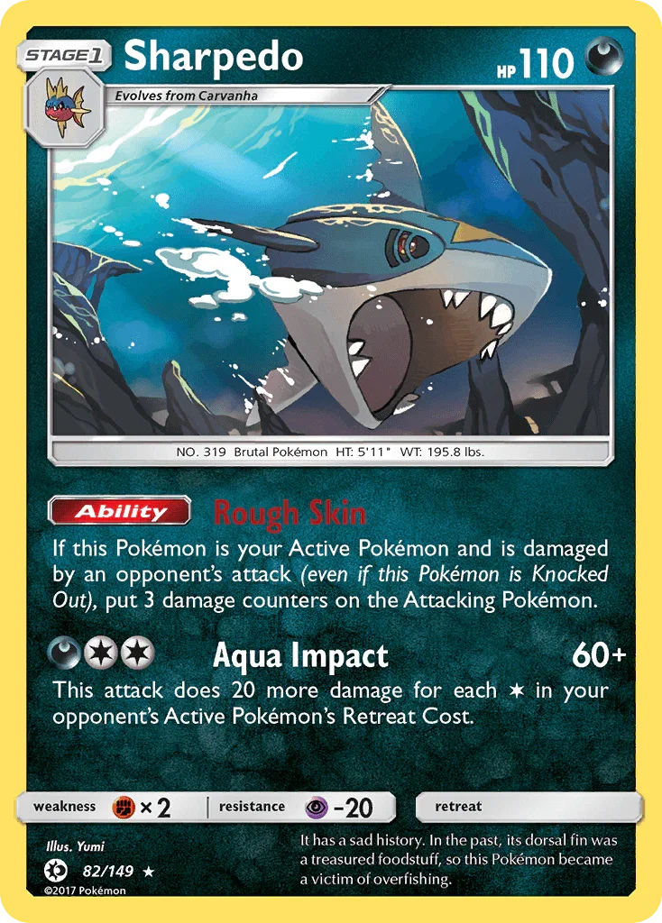 82, Darkness, Fighting[×2], Holo Rare, Holofoil, Psychic[-20], Reverse Holofoil, Sun & Moon: Base Set Sharpedo (82/149) [Sun & Moon: Base Set] - Trading Card World