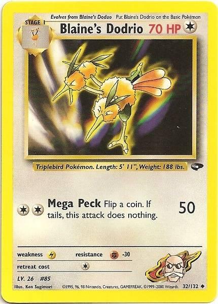32, Colorless, Fighting[-30], Gym Challenge Unlimited, Lightning[×2], Normal, Uncommon Blaine's Dodrio (32/132) [Gym Challenge Unlimited] - Trading Card World