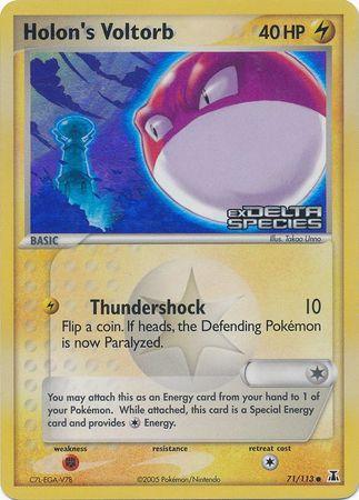 71, Common, EX: Delta Species, Fighting[×2], Lightning, Reverse Holofoil Holon's Voltorb (71/113) (Stamped) [EX: Delta Species] - Trading Card World