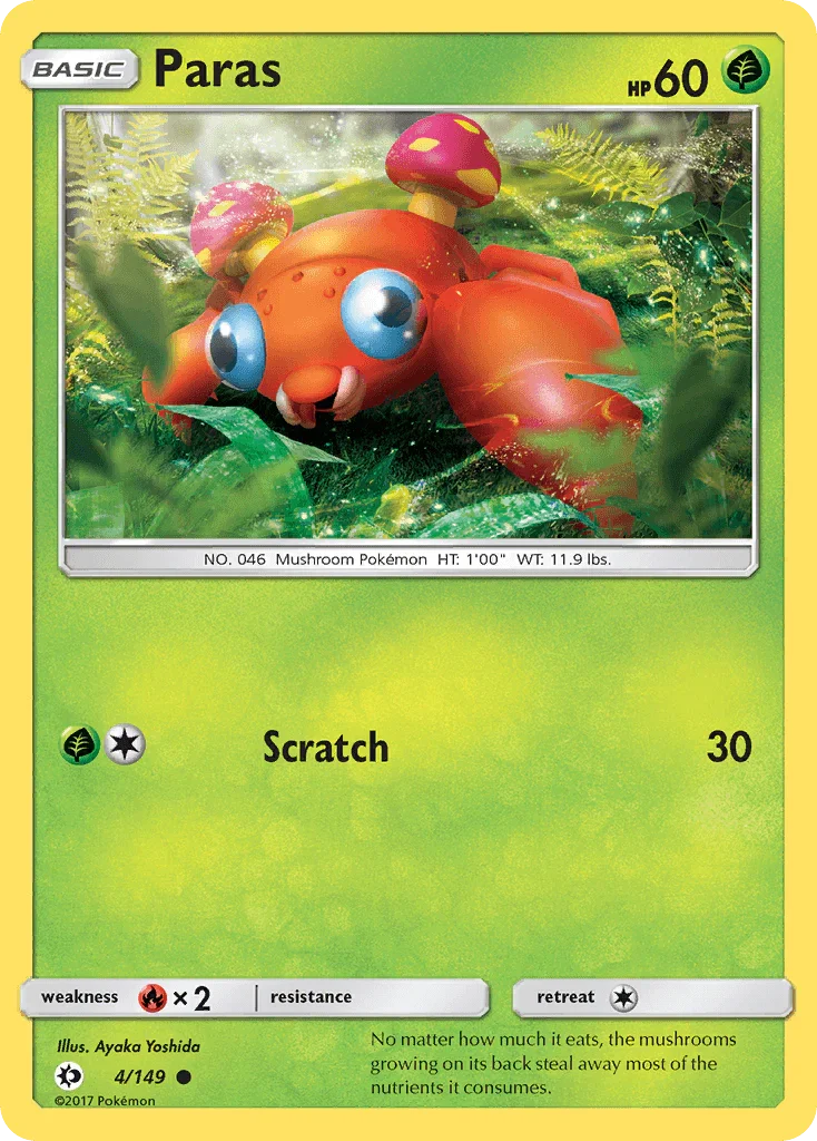 Common, Fire[×2], Grass, Normal, Reverse Holofoil, Sun & Moon: Base Set Paras (4/149) [Sun & Moon: Base Set] - Trading Card World