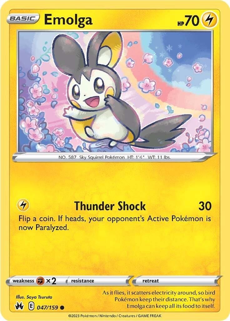 047, Common, Grass [x2], Lightning, Normal, Reverse Holofoil, Sword & Shield: Crown Zenith Emolga (047/159) [Sword & Shield: Crown Zenith] - Trading Card World