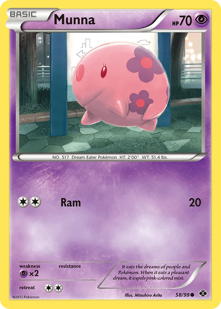 58, Black & White: Next Destinies, Common, Normal, Psychic, Psychic[×2], Reverse Holofoil Munna (58/99) [Black & White: Next Destinies] - Trading Card World