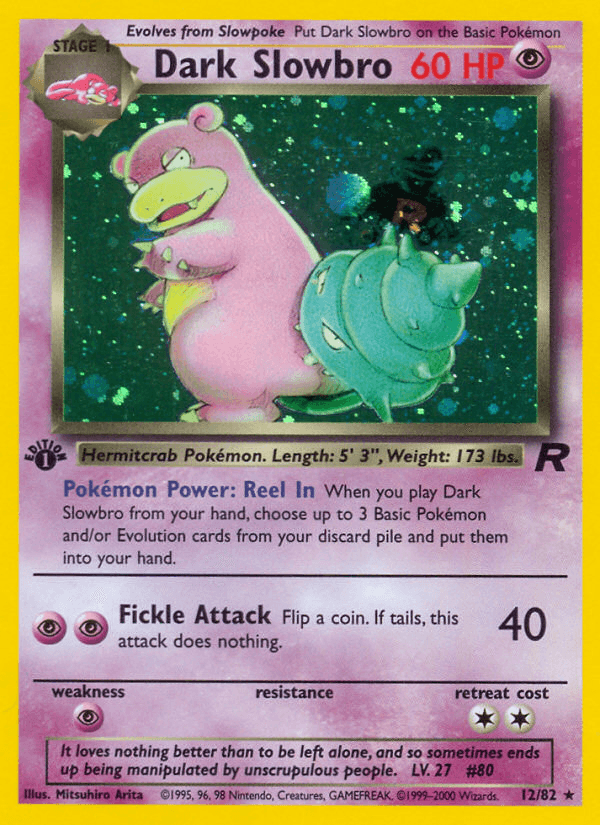 12, 1st Edition Holofoil, Holo Rare, Psychic, Psychic[×2], Team Rocket 1st Edition Dark Slowbro (12/82) [Team Rocket 1st Edition] - Trading Card World