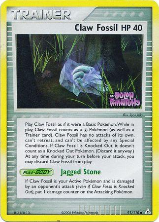 91, Common, EX: Holon Phantoms, Item, Reverse Holofoil Claw Fossil (91/110) (Stamped) [EX: Holon Phantoms] - Trading Card World