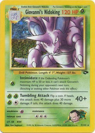 Grass, Gym Challenge Unlimited, Holo Rare, Holofoil, Psychic[×2] Giovanni's Nidoking (7/132) [Gym Challenge Unlimited] - Trading Card World
