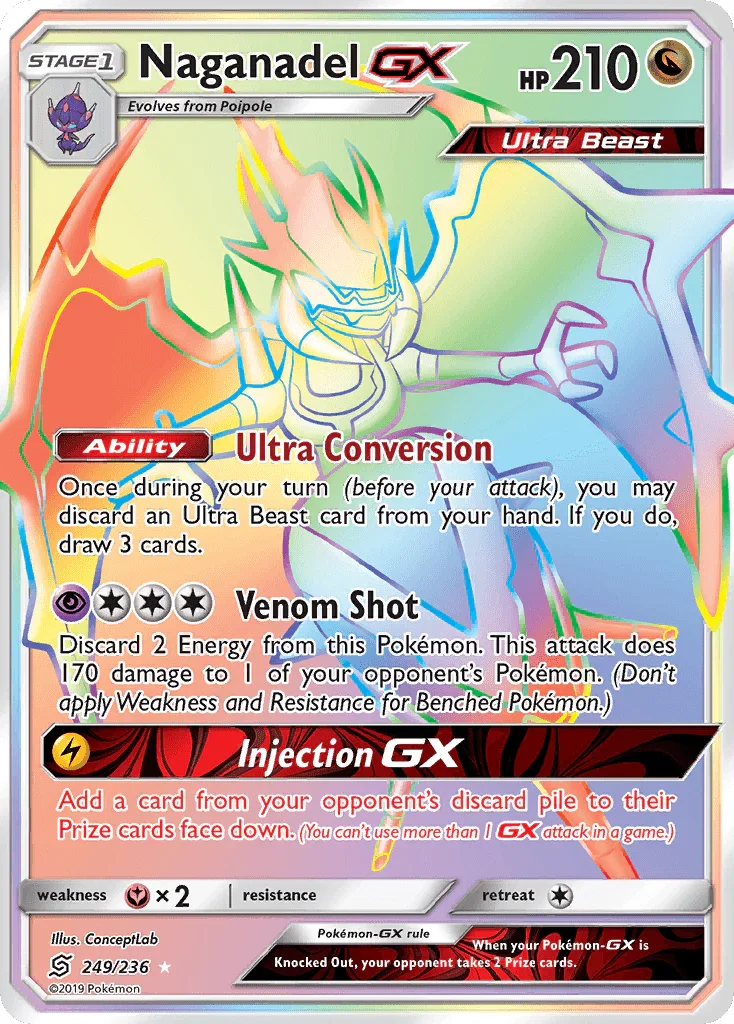 249, Dragon, Fairy[×2], Holofoil, Secret Rare, Sun & Moon: Unified Minds Naganadel GX (249/236) [Sun & Moon: Unified Minds] - Trading Card World