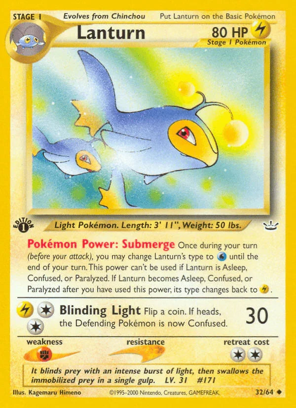 1st Edition Normal, 32, Fighting[×2], Lightning, Neo Revelation 1st Edition, Uncommon Lanturn (32/64) [Neo Revelation 1st Edition] - Trading Card World