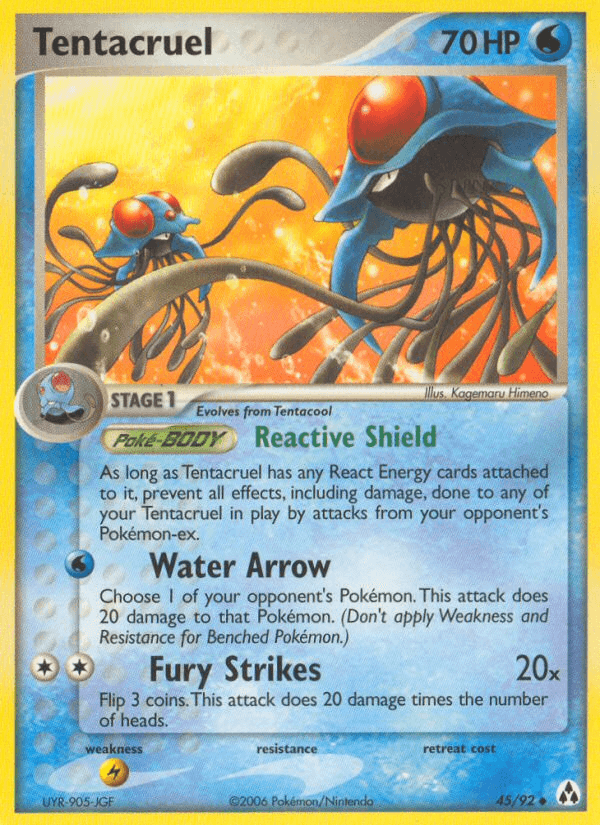 45, EX: Legend Maker, Lightning[×2], Normal, Uncommon, Water Tentacruel (45/92) [EX: Legend Maker] - Trading Card World