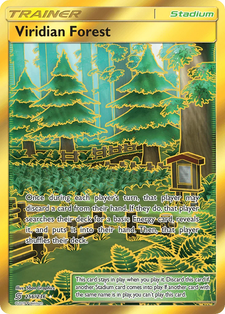 256, Holofoil, Secret Rare, Stadium, Sun & Moon: Unified Minds Viridian Forest (256/236) [Sun & Moon: Unified Minds] - Trading Card World