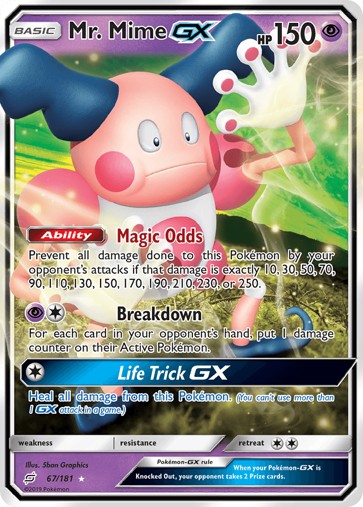 67, Holofoil, Psychic, Sun & Moon: Team Up, Ultra Rare Mr. Mime GX (67/181) [Sun & Moon: Team Up] - Trading Card World