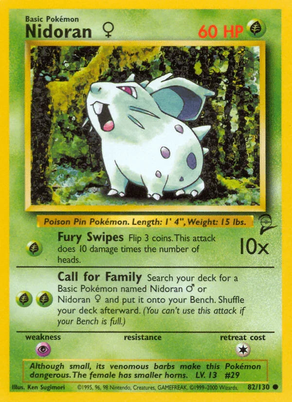 82, Base Set 2, Common, Grass, Normal, Psychic[×2] Nidoran (82/130) (Female) [Base Set 2] - Trading Card World