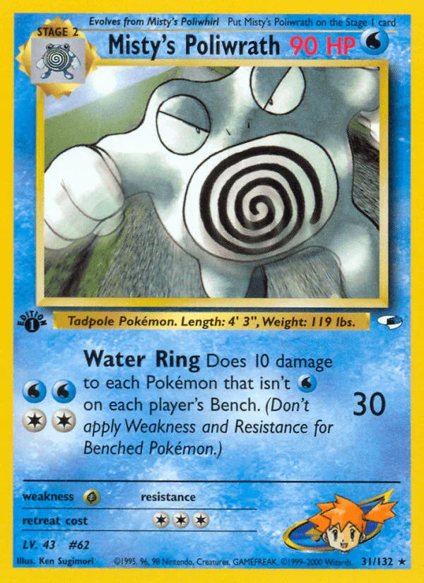 1st Edition Normal, 31, Grass[×2], Gym Heroes 1st Edition, Rare, Water Misty's Poliwrath (31/132) [Gym Heroes 1st Edition] - Trading Card World