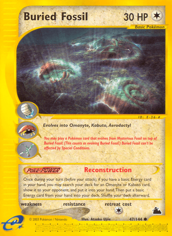 47, Colorless, Common, Normal, Reverse Holofoil, Skyridge Buried Fossil (47/144) [Skyridge] - Trading Card World