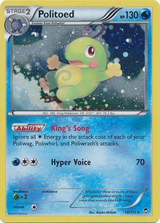 18, Grass[×2], Holofoil, Promo, Water, XY: Furious Fists Politoed (18/111) (Cosmos Holo) [XY: Furious Fists] - Trading Card World