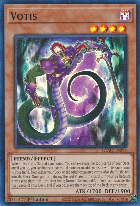 1st Edition, Cyberstorm Access, Dark, Effect Monster, Fiend, Super Rare Votis [CYAC-EN094] Super Rare - Trading Card World