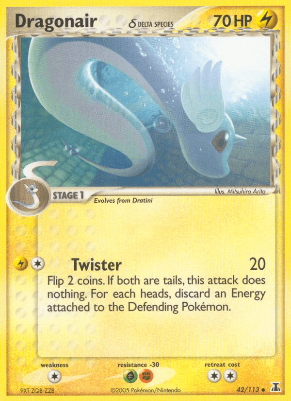42, Colorless[×2], EX: Delta Species, Fighting[-30], Grass[-30], Lightning, Normal, Uncommon Dragonair (42/113) (Delta Species) [EX: Delta Species] - Trading Card World