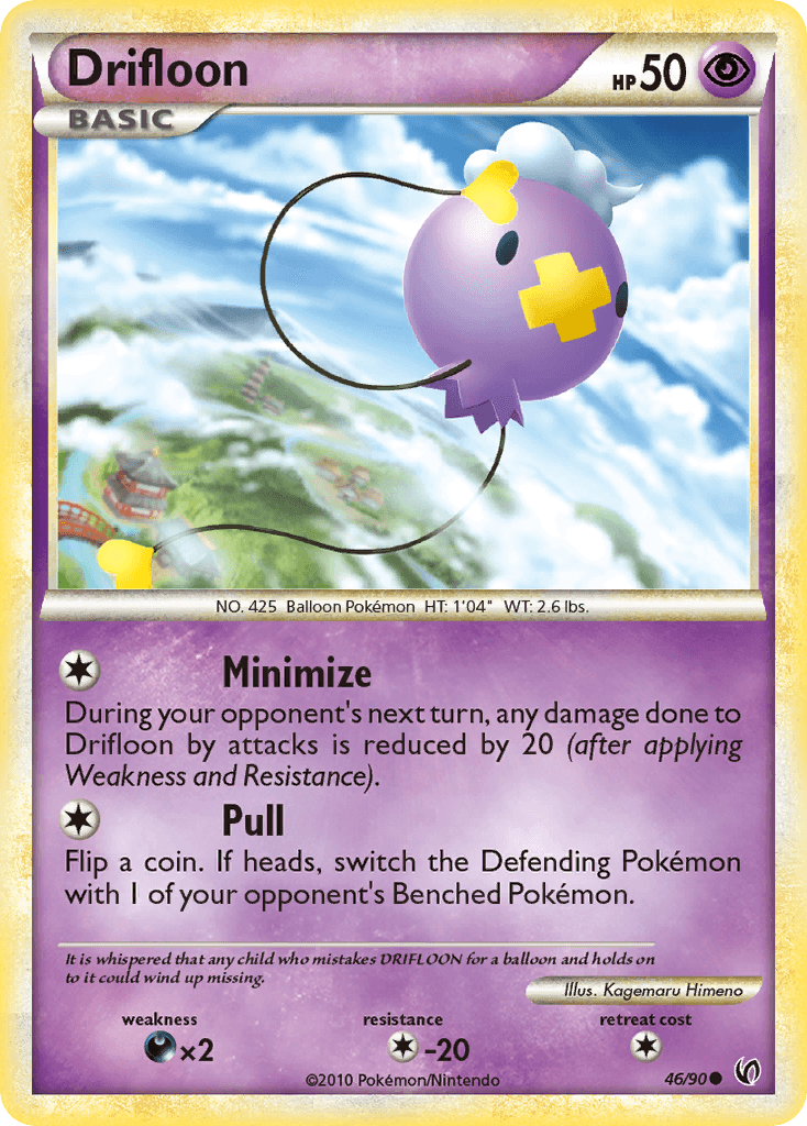 46, Colorless[-20], Common, Darkness[×2], HeartGold & SoulSilver: Undaunted, Normal, Psychic, Reverse Holofoil Drifloon (46/90) [HeartGold & SoulSilver: Undaunted] - Trading Card World