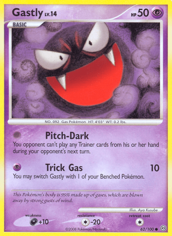 62, Colorless[-20], Common, Darkness[+10], Diamond & Pearl: Stormfront, Normal, Psychic, Reverse Holofoil Gastly (62/100) [Diamond & Pearl: Stormfront] - Trading Card World