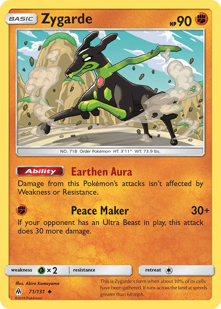 71, Fighting, Grass[×2], Normal, Reverse Holofoil, Sun & Moon: Forbidden Light, Uncommon Zygarde (71/131) [Sun & Moon: Forbidden Light] - Trading Card World