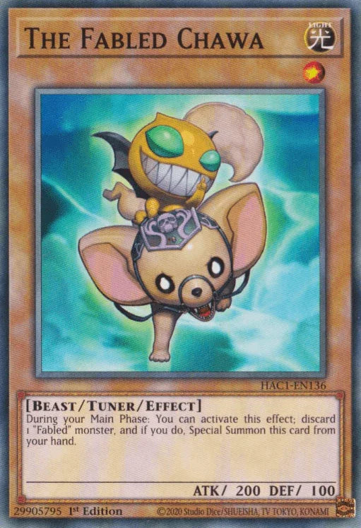 1st Edition, Beast, Common, Hidden Arsenal: Chapter 1, Light, Tuner/Effect Monster The Fabled Chawa [HAC1-EN136] Common - Trading Card World
