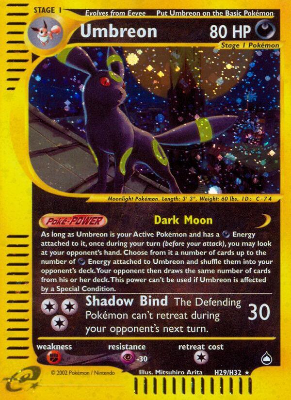 Aquapolis, Darkness, Fighting[×2], H29, Holofoil, Psychic[-30], Rare, Reverse Holofoil Umbreon (H29/H32) [Aquapolis] - Trading Card World