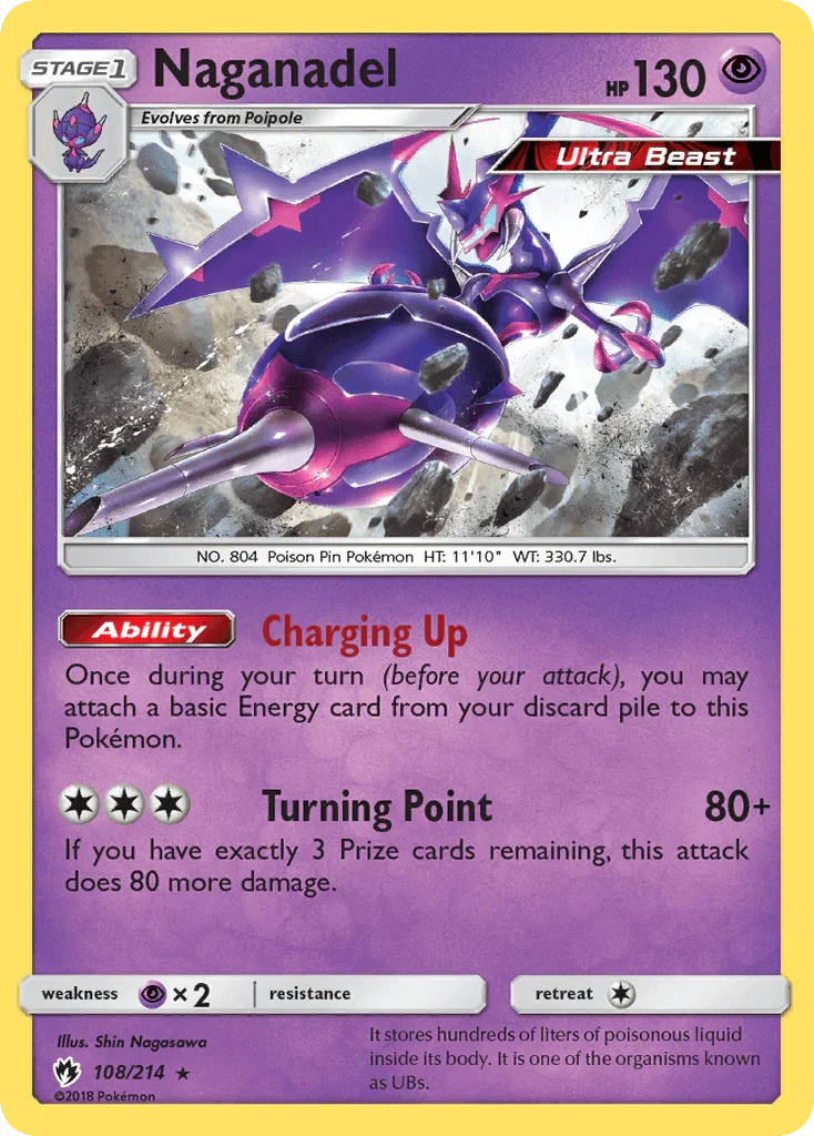 108, Holo Rare, Holofoil, Psychic, Psychic[×2], Reverse Holofoil, Sun & Moon: Lost Thunder Naganadel (108/214) [Sun & Moon: Lost Thunder] - Trading Card World