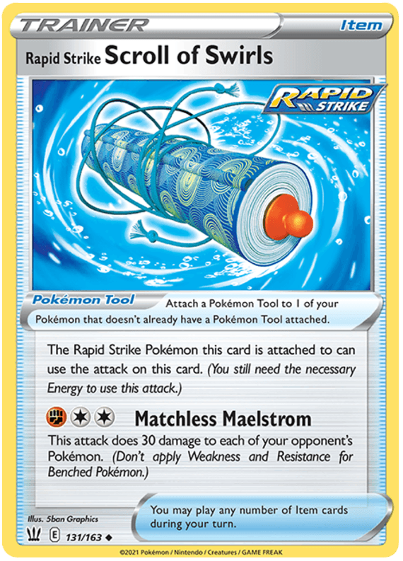 131, Item, Normal, Reverse Holofoil, Sword & Shield: Battle Styles, Uncommon Rapid Strike Scroll of Swirls (131/163) [Sword & Shield: Battle Styles] - Trading Card World