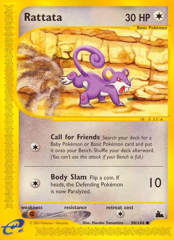 90, Colorless, Common, Fighting[×2], Normal, Reverse Holofoil, Skyridge Rattata (90/144) [Skyridge] - Trading Card World