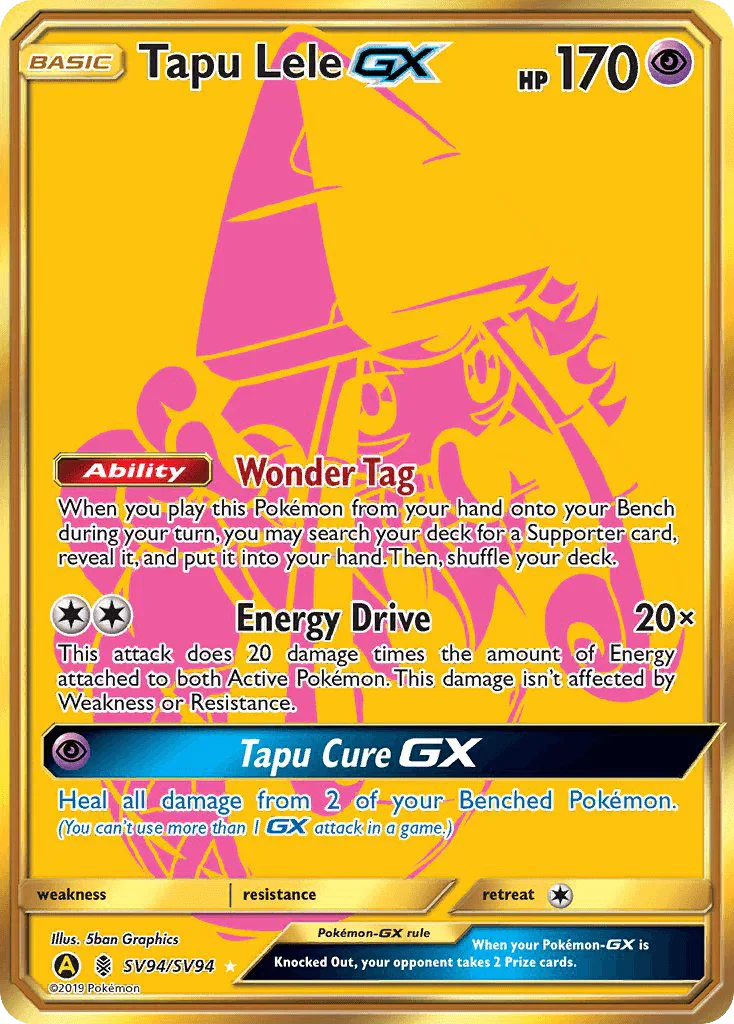 Holofoil, Psychic, Secret Rare, Sun & Moon: Hidden Fates - Shiny Vault, SV94 Tapu Lele GX (SV94/SV94) [Sun & Moon: Hidden Fates - Shiny Vault] - Trading Card World