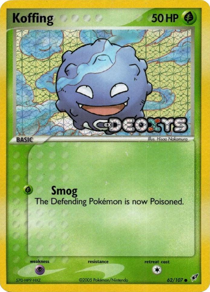 62, Common, EX: Deoxys, Grass, Psychic[×2], Reverse Holofoil Koffing (62/107) (Stamped) [EX: Deoxys] - Trading Card World