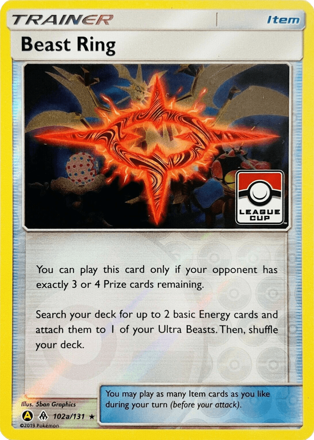 102a, Item, Promo, Reverse Holofoil, Sun & Moon: Forbidden Light Beast Ring (102a/131) (League Promo) [Sun & Moon: Forbidden Light] - Trading Card World