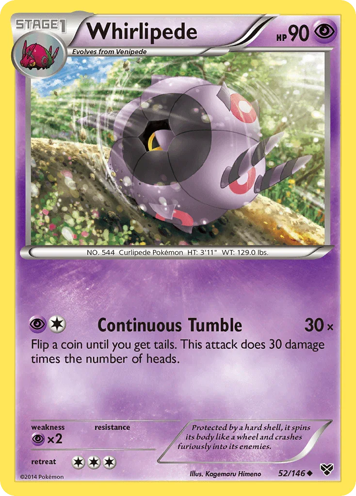 52, Normal, Psychic, Psychic[×2], Reverse Holofoil, Uncommon, XY: Base Set Whirlipede (52/146) [XY: Base Set] - Trading Card World