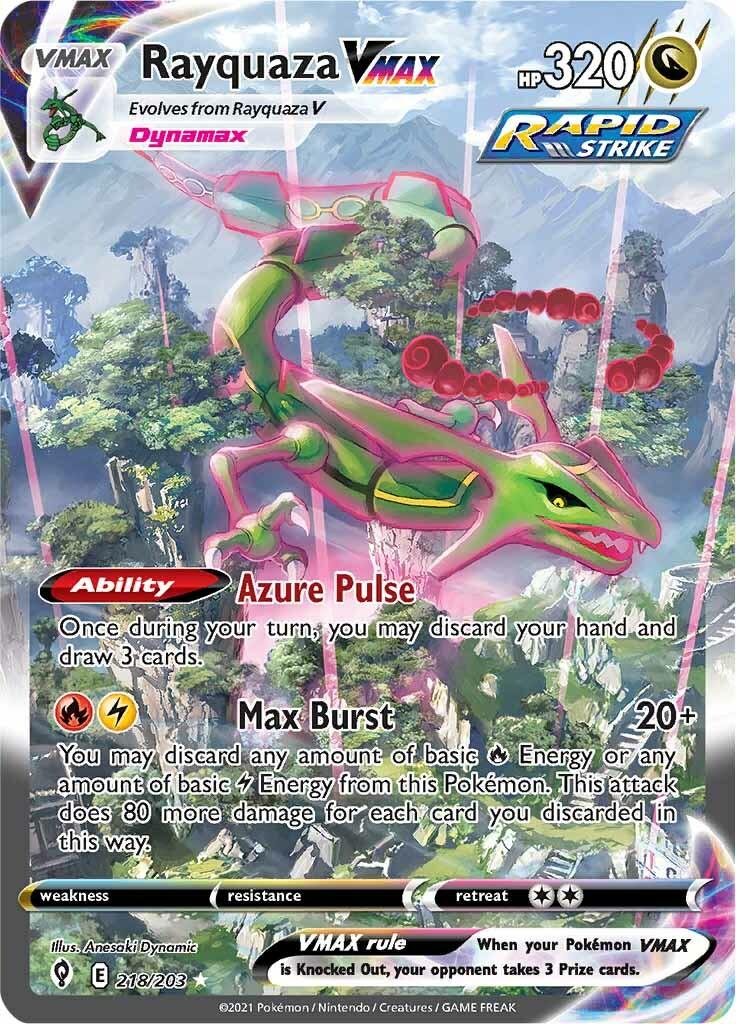 218, Dragon, Holofoil, Secret Rare, Sword & Shield: Evolving Skies Rayquaza VMAX (218/203) [Sword & Shield: Evolving Skies] - Trading Card World