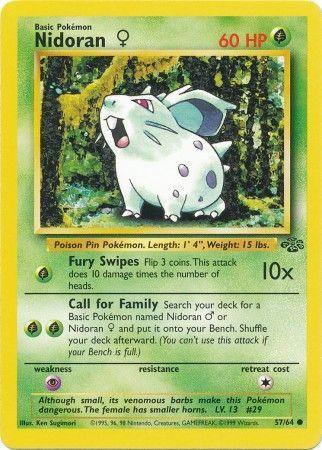 57, Common, Grass, Jungle Unlimited, Normal, Psychic[×2] Nidoran (57/64) (Female) [Jungle Unlimited] - Trading Card World
