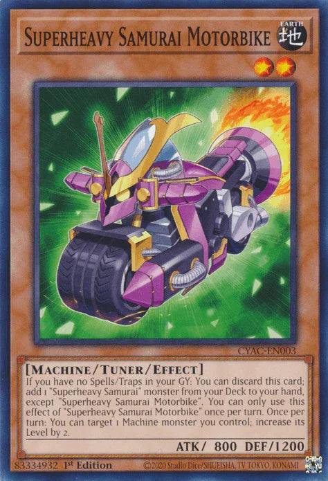 1st Edition, Common, Cyberstorm Access, Earth, Machine, Tuner/Effect Monster Superheavy Samurai Motorbike [CYAC-EN003] Common - Trading Card World