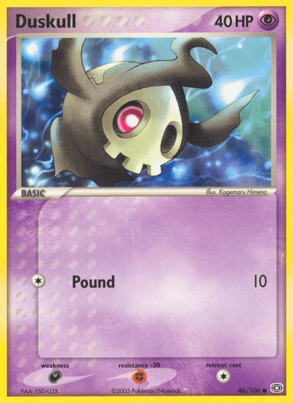 46, Common, Darkness[×2], EX: Emerald, Fighting[-30], Normal, Psychic Duskull (46/106) [EX: Emerald] - Trading Card World
