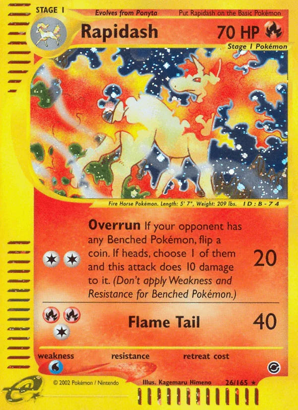 26, Expedition: Base Set, Fire, Holo Rare, Holofoil, Reverse Holofoil, Water[×2] Rapidash (26/165) [Expedition: Base Set] - Trading Card World