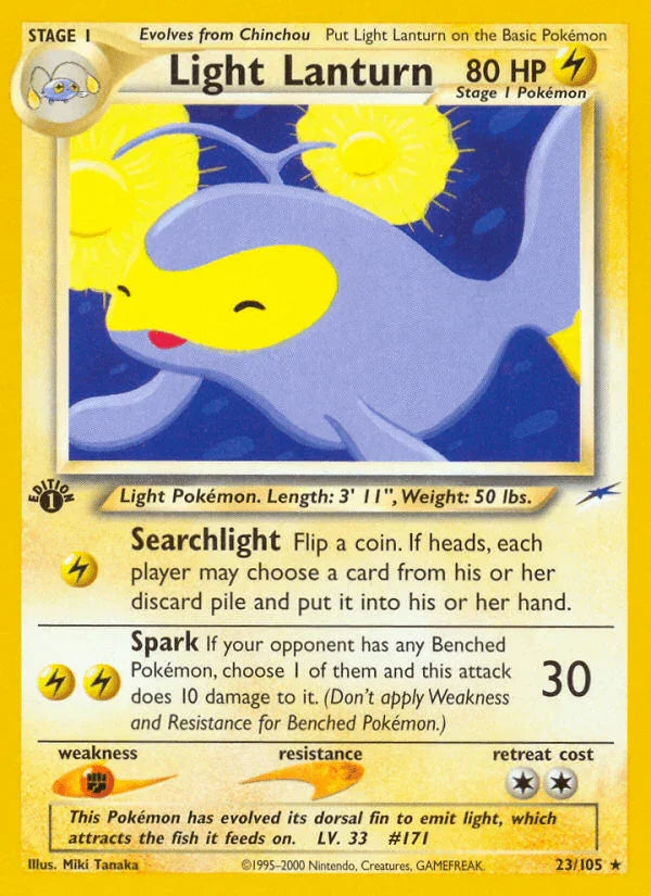 1st Edition Normal, 23, Fighting[×2], Lightning, Neo Destiny 1st Edition, Rare Light Lanturn (23/105) [Neo Destiny 1st Edition] - Trading Card World