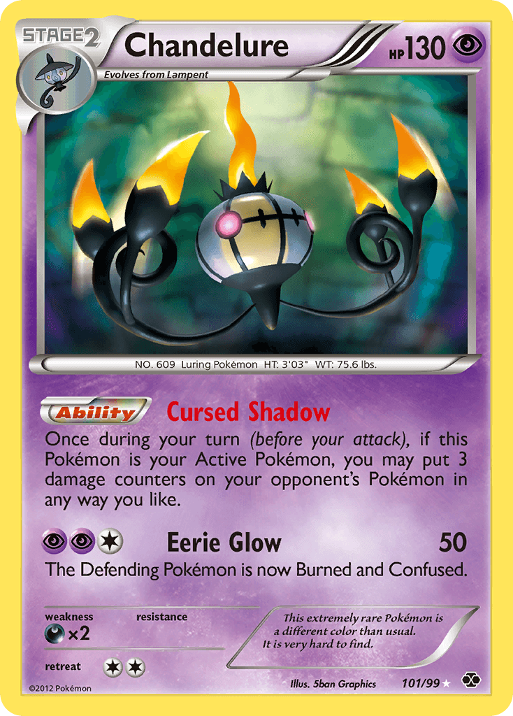 Black & White: Next Destinies, Darkness[×2], Holofoil, Psychic, Secret Rare Chandelure (101/99) [Black & White: Next Destinies] - Trading Card World