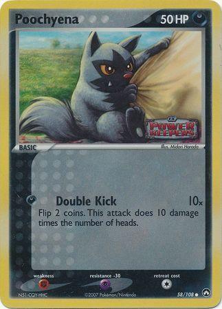 58, Common, Darkness, EX: Power Keepers, Fighting[×2], Psychic[-30], Reverse Holofoil Poochyena (58/108) (Stamped) [EX: Power Keepers] - Trading Card World