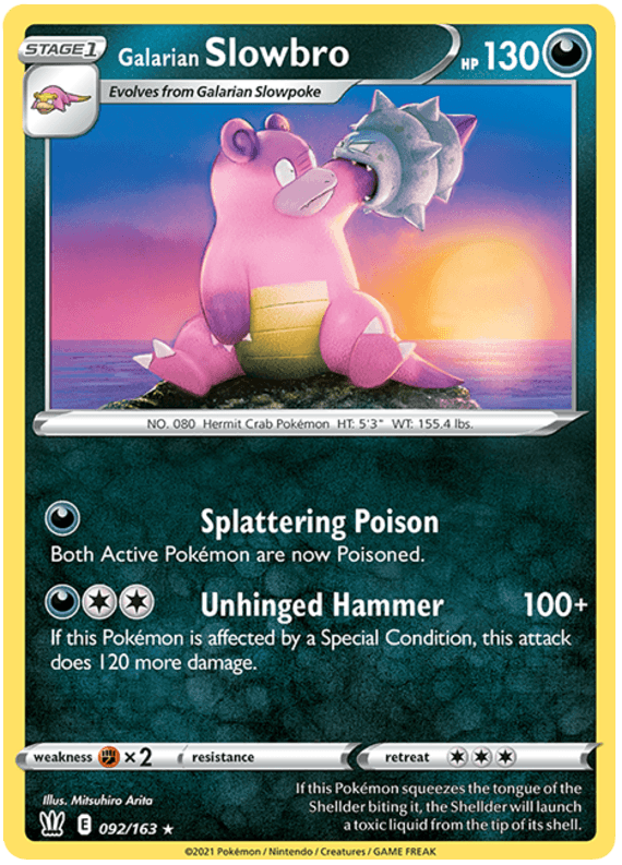 092, Darkness, Fighting [x2], Normal, Rare, Reverse Holofoil, Sword & Shield: Battle Styles Galarian Slowbro (092/163) [Sword & Shield: Battle Styles] - Trading Card World