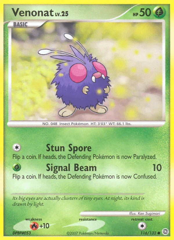 116, Common, Diamond & Pearl: Secret Wonders, Fire[+10], Grass, Normal, Reverse Holofoil Venonat (116/132) [Diamond & Pearl: Secret Wonders] - Trading Card World