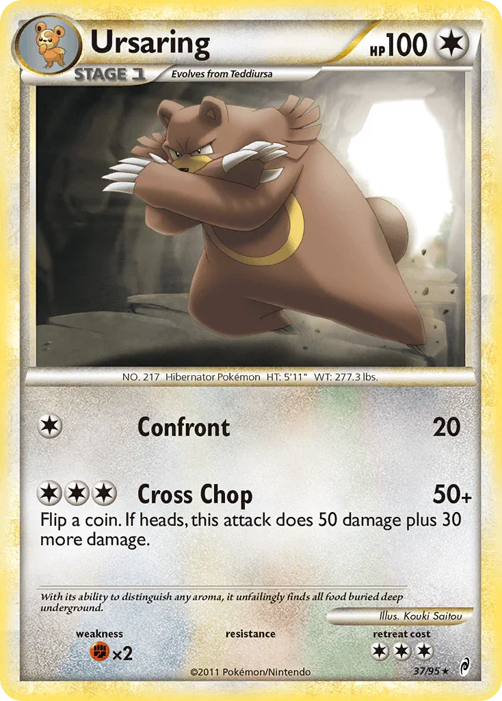 37, Colorless, Fighting[×2], HeartGold & SoulSilver: Call of Legends, Normal, Rare, Reverse Holofoil Ursaring (37/95) [HeartGold & SoulSilver: Call of Legends] - Trading Card World
