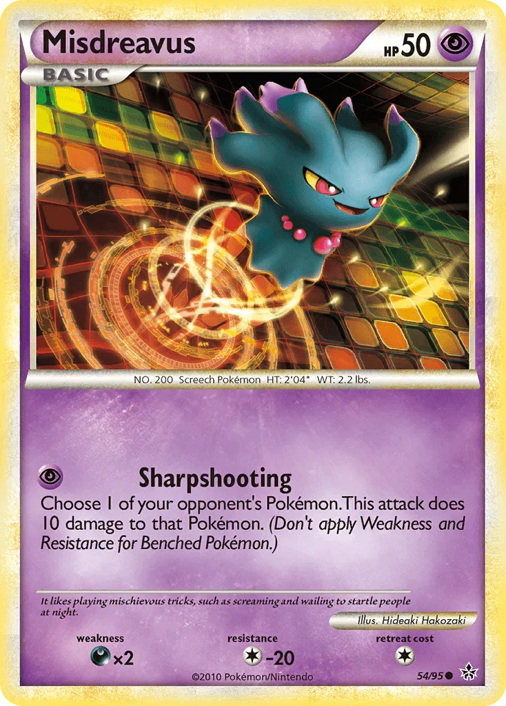 54, Colorless[-20], Common, Darkness[×2], HeartGold & SoulSilver: Unleashed, Normal, Psychic, Reverse Holofoil Misdreavus (54/95) [HeartGold & SoulSilver: Unleashed] - Trading Card World