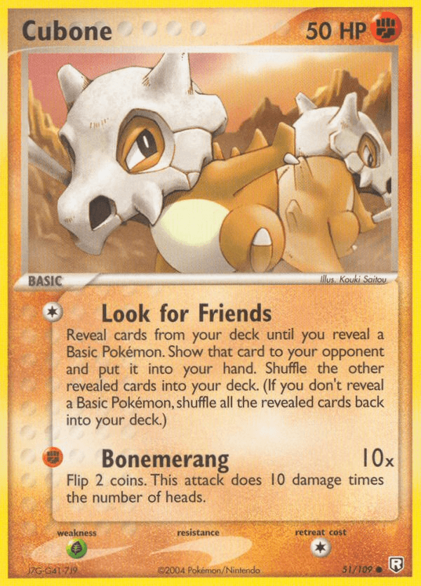 51, Common, EX: Team Rocket Returns, Fighting, Grass[×2], Normal Cubone (51/109) [EX: Team Rocket Returns] - Trading Card World