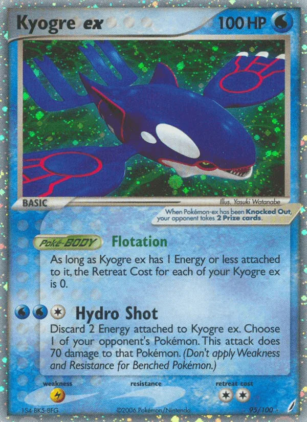 95, EX: Crystal Guardians, Holofoil, Lightning[×2], Ultra Rare, Water Kyogre ex (95/100) [EX: Crystal Guardians] - Trading Card World