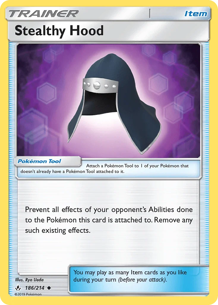 186, Item, Normal, Reverse Holofoil, Sun & Moon: Unbroken Bonds, Uncommon Stealthy Hood (186/214) [Sun & Moon: Unbroken Bonds] - Trading Card World