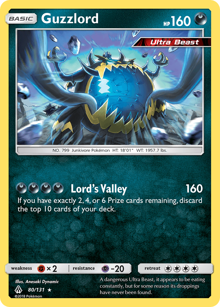 80, Darkness, Fighting[×2], Holo Rare, Holofoil, Psychic[-20], Reverse Holofoil, Sun & Moon: Forbidden Light Guzzlord (80/131) [Sun & Moon: Forbidden Light] - Trading Card World